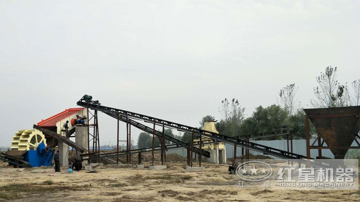 洗砂機(jī)搭配在生產(chǎn)線中，有效作業(yè)，清洗更干凈